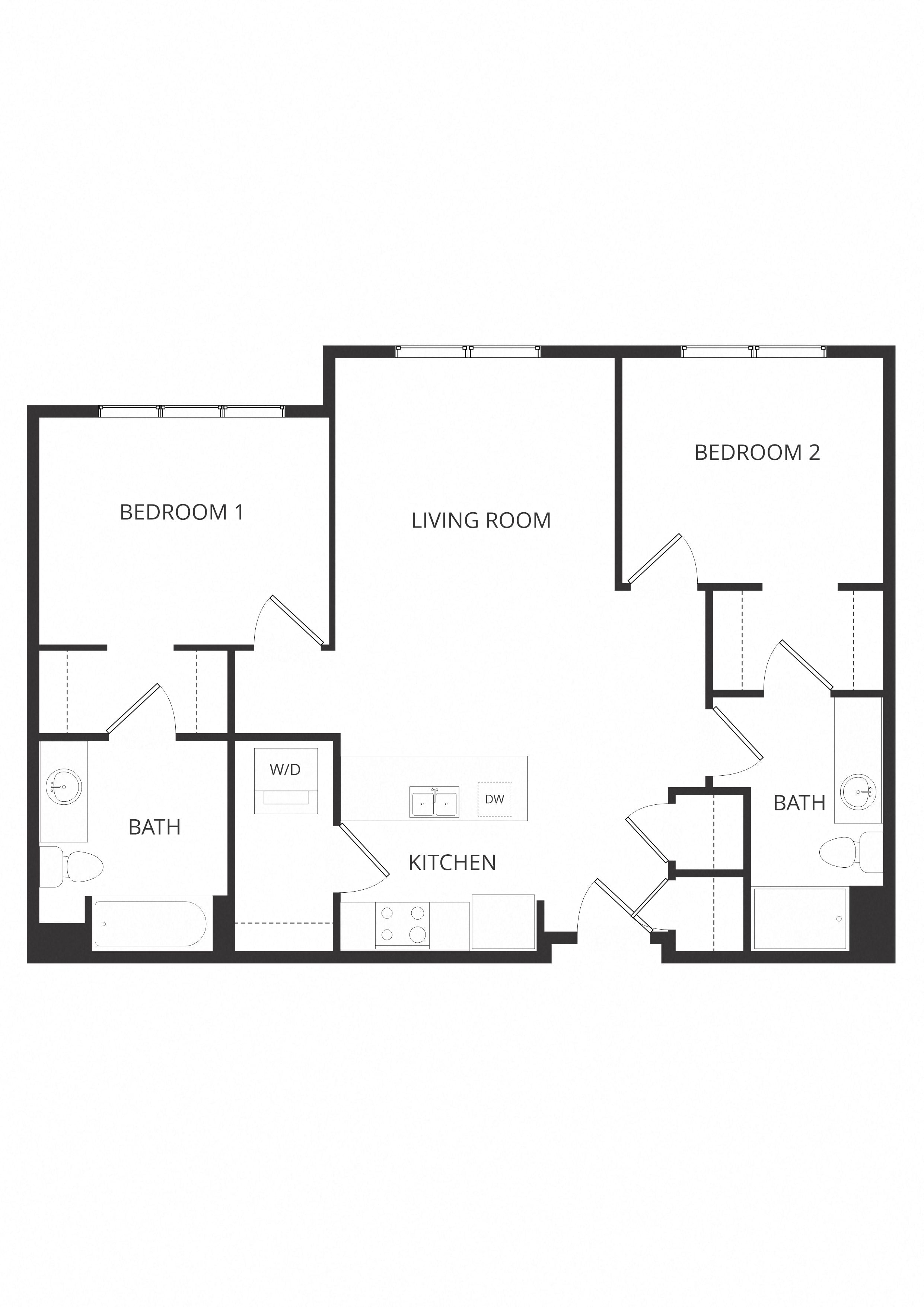 Frederick2G2x2_TwoBedroom floor plan